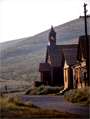Historic buildings in Bodie, California, showcasing old civic architecture and infrastructure.
