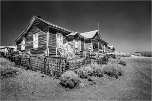 Historic wooden structures in Bodie, showcasing early civic architecture and community planning.
