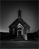 Historic wooden church in Bodie, California, showcasing early civic architecture.