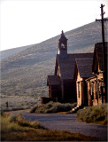Historic buildings in Bodie, California, showcasing old civic architecture and infrastructure.