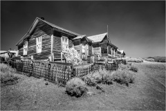 Historic wooden structures in Bodie, showcasing early civic architecture and community planning.