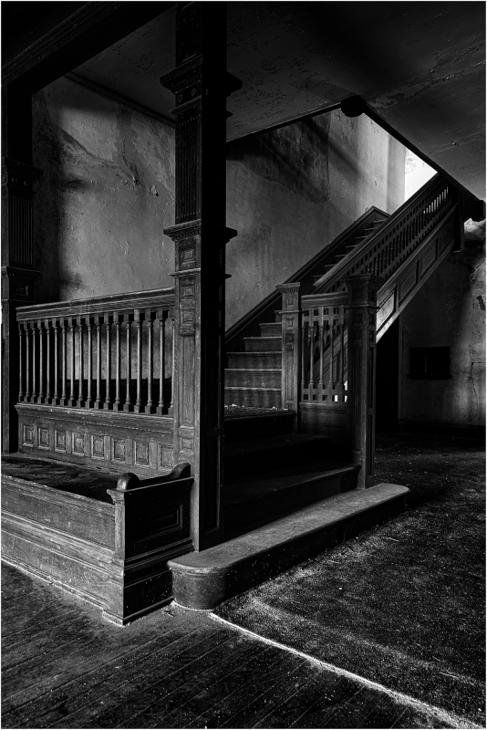 Stairwell casting shadows