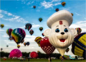 Sky filled with balloons