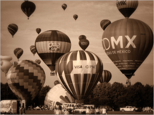 Balloons in sepia view