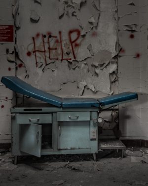 Old medical exam table