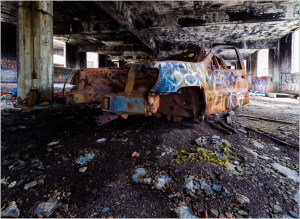 Burned out car