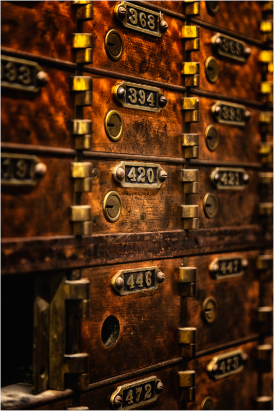 Deposit boxes in abandoned bank