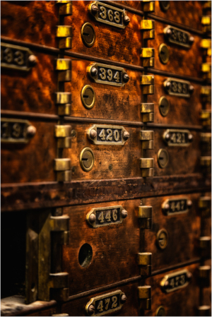 Deposit boxes in abandoned bank