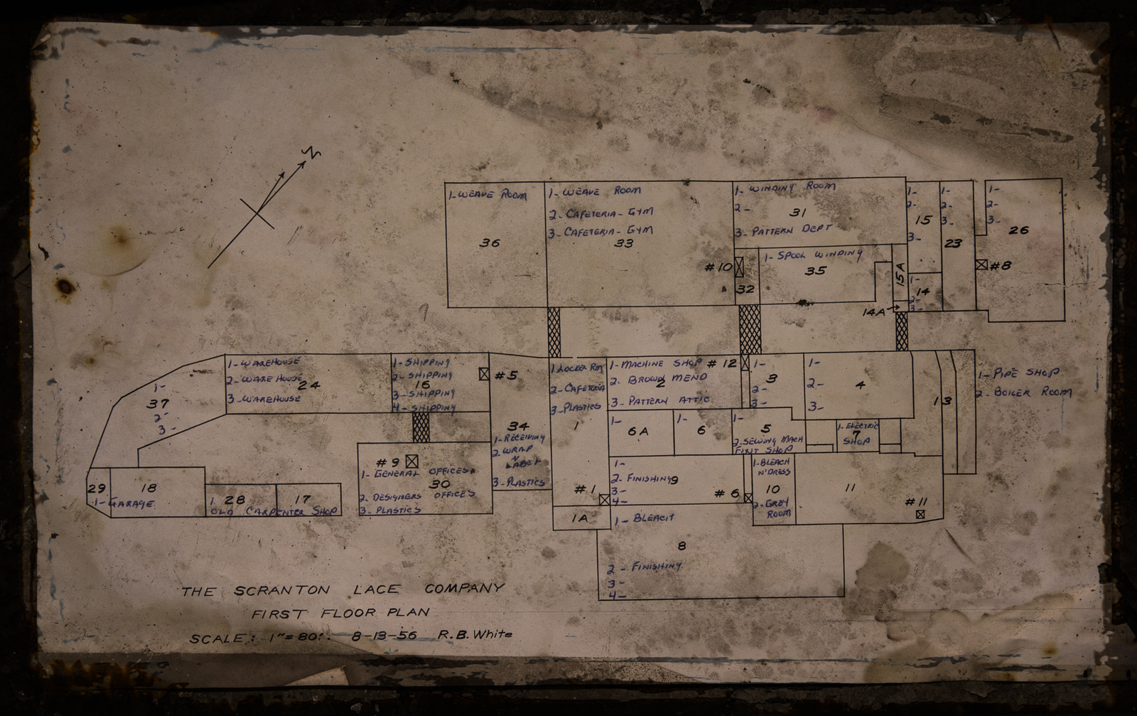 A faded blueprint filled with intricate symbols and cryptic notations, shadows of time dance.