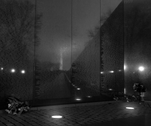 Washington monument reflected in the Vietman Wall