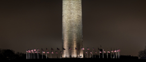 Base of the Washington Monument at twilight.