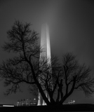 Washington monument in the fog.